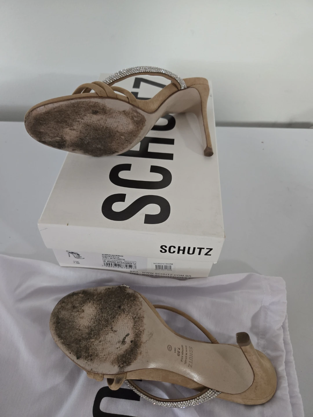 Schutz Women's Suede Embellished Heel Sandals Size 7.5B - photo 2