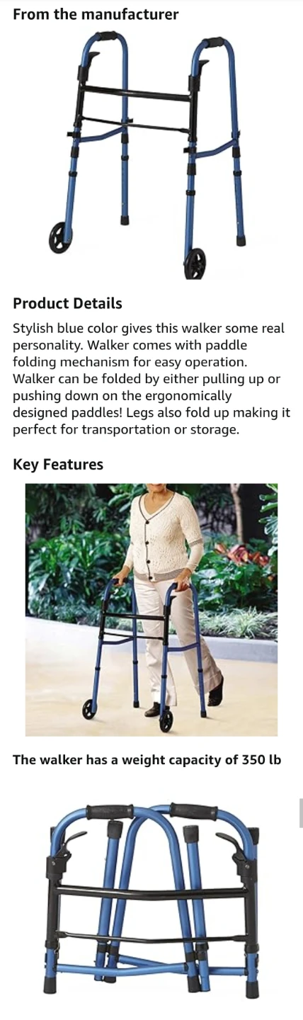 Medline Adult Folding Walker - photo 5