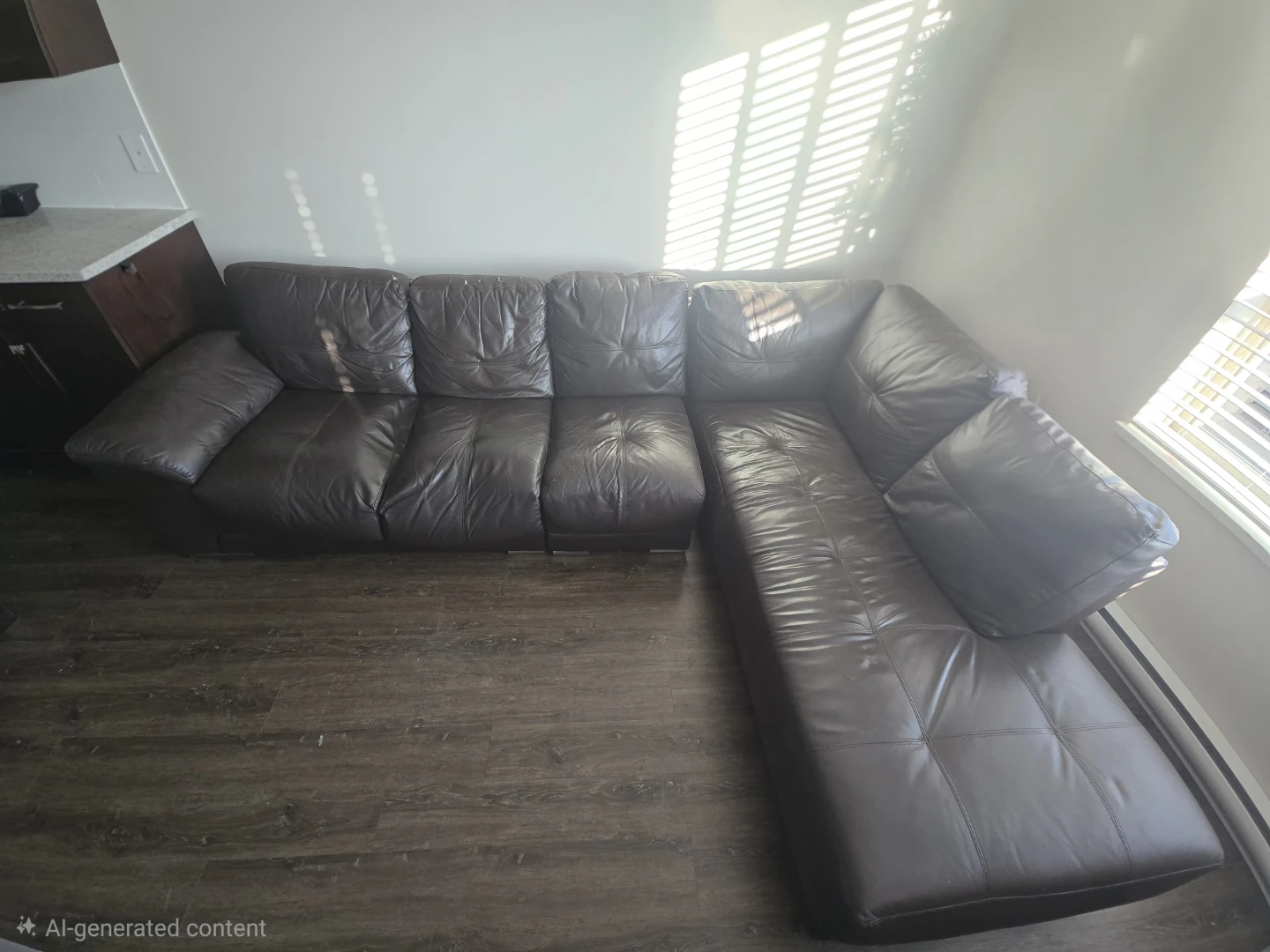 Dark Brown L-Shaped Sectional Sofa – Comfortable & Spacious