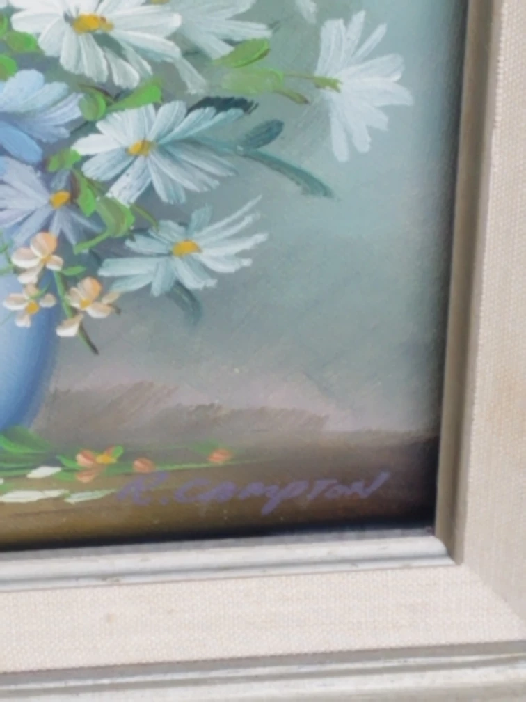 Original Oil Painting of Daisies by R. Compton - photo 2