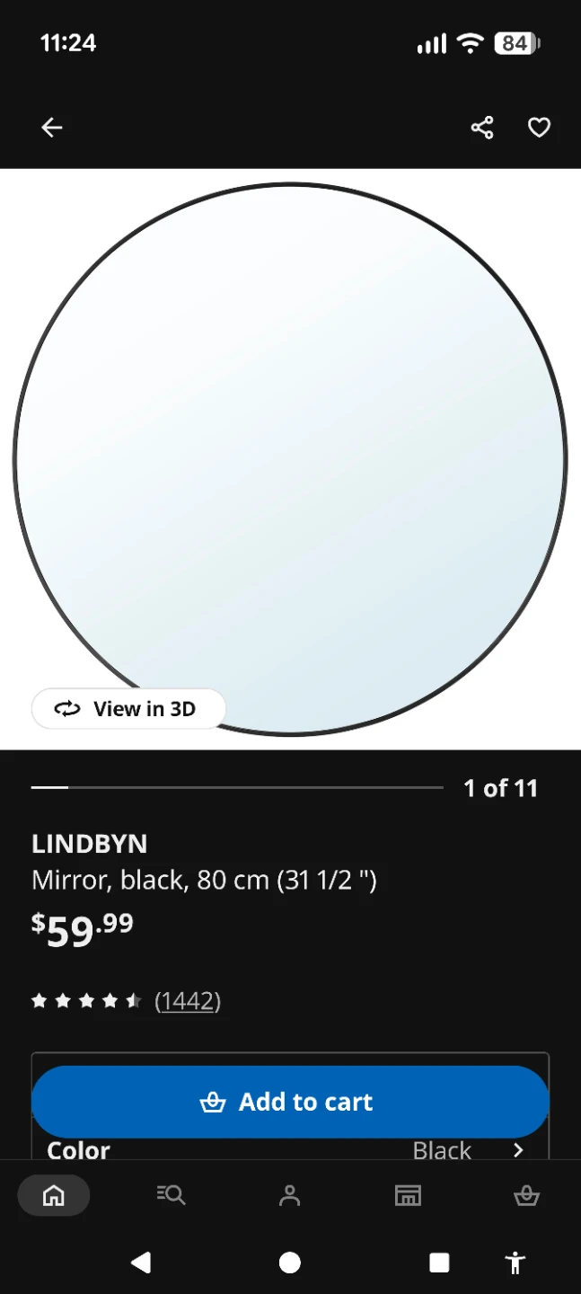 LINDSYN Mirror, Black, 80 cm
