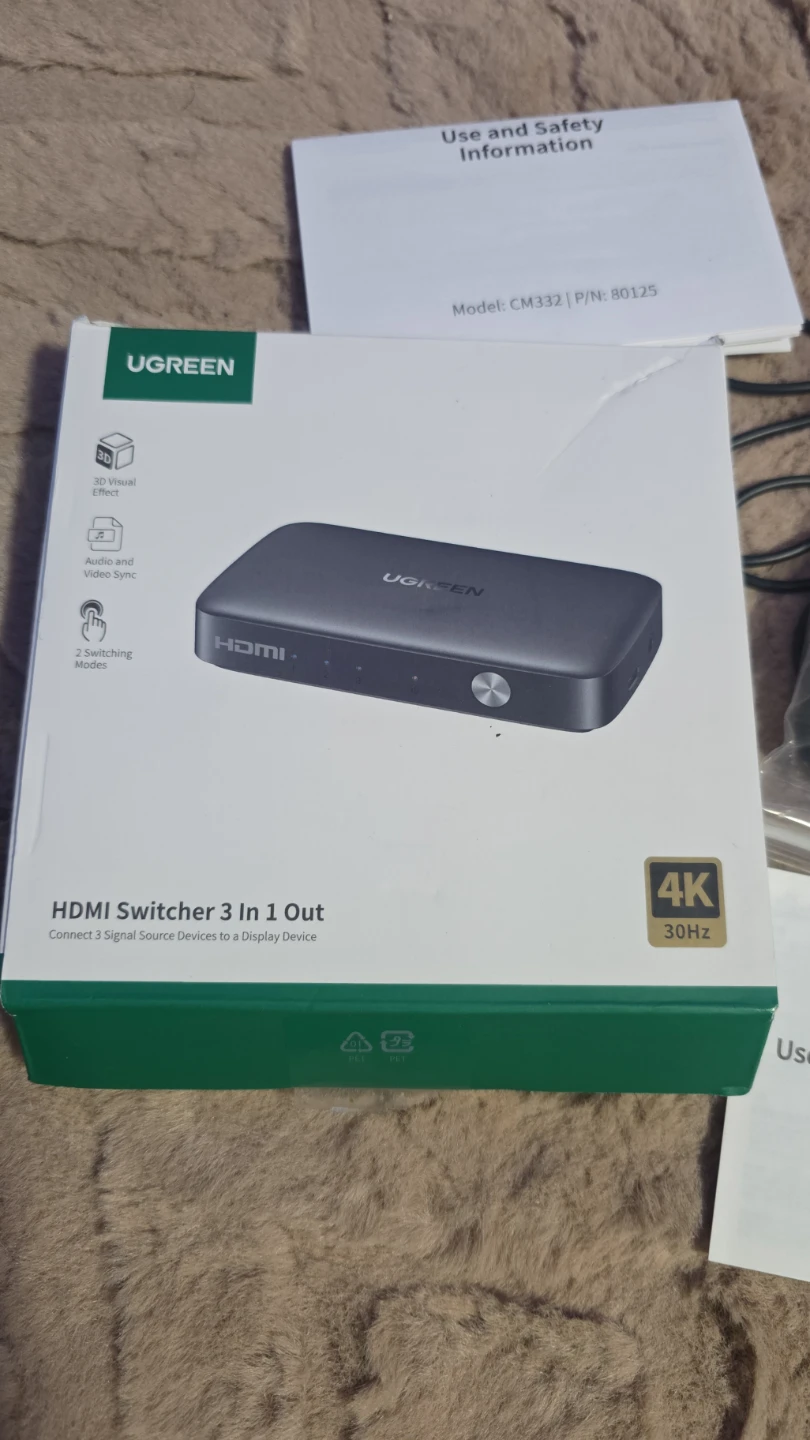 UGREEN HDMI Switcher 3 In 1 Out 4K - photo 2