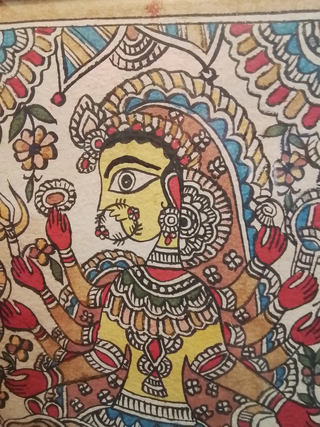 Authentic Hand-Painted Madhubani – Goddess Durga on Vahana - photo 4