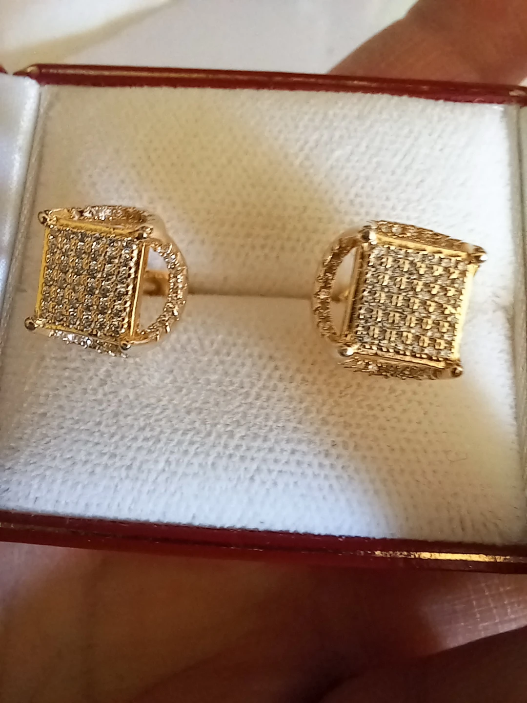 Square Stud Earrings with Crystals