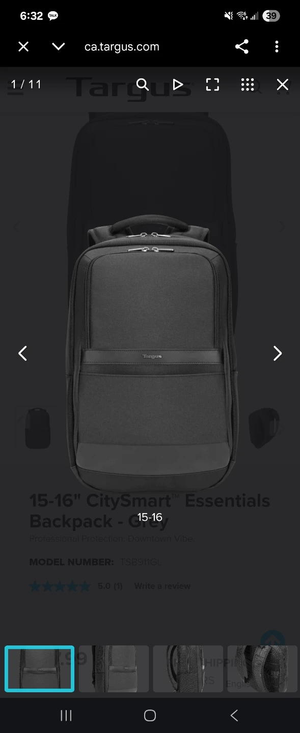 Targus 15-16" CitySmart Essentials Backpack - Grey - photo 2
