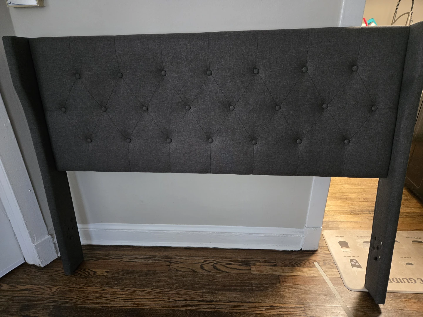 Dark Gray Tufted Headboard and Base (Queen)