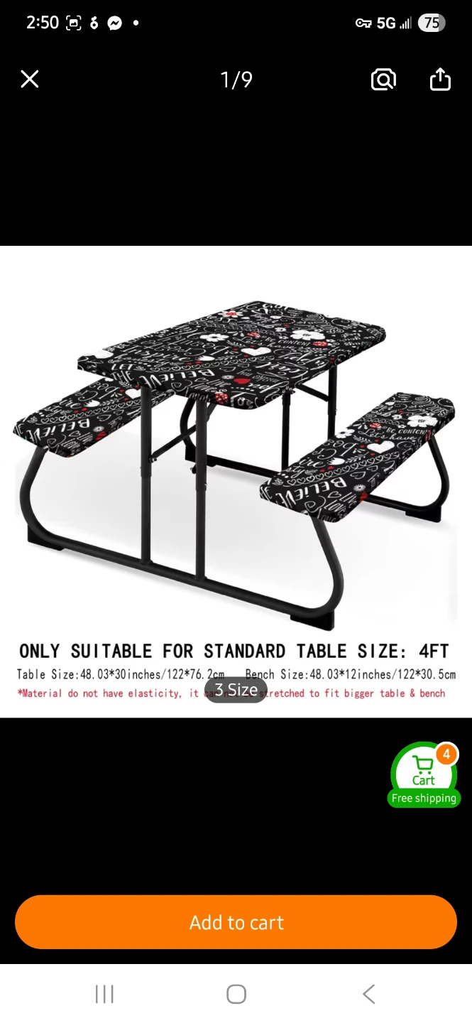 NEW Picnic Table and Bench Cover Set - 4FT 🪑