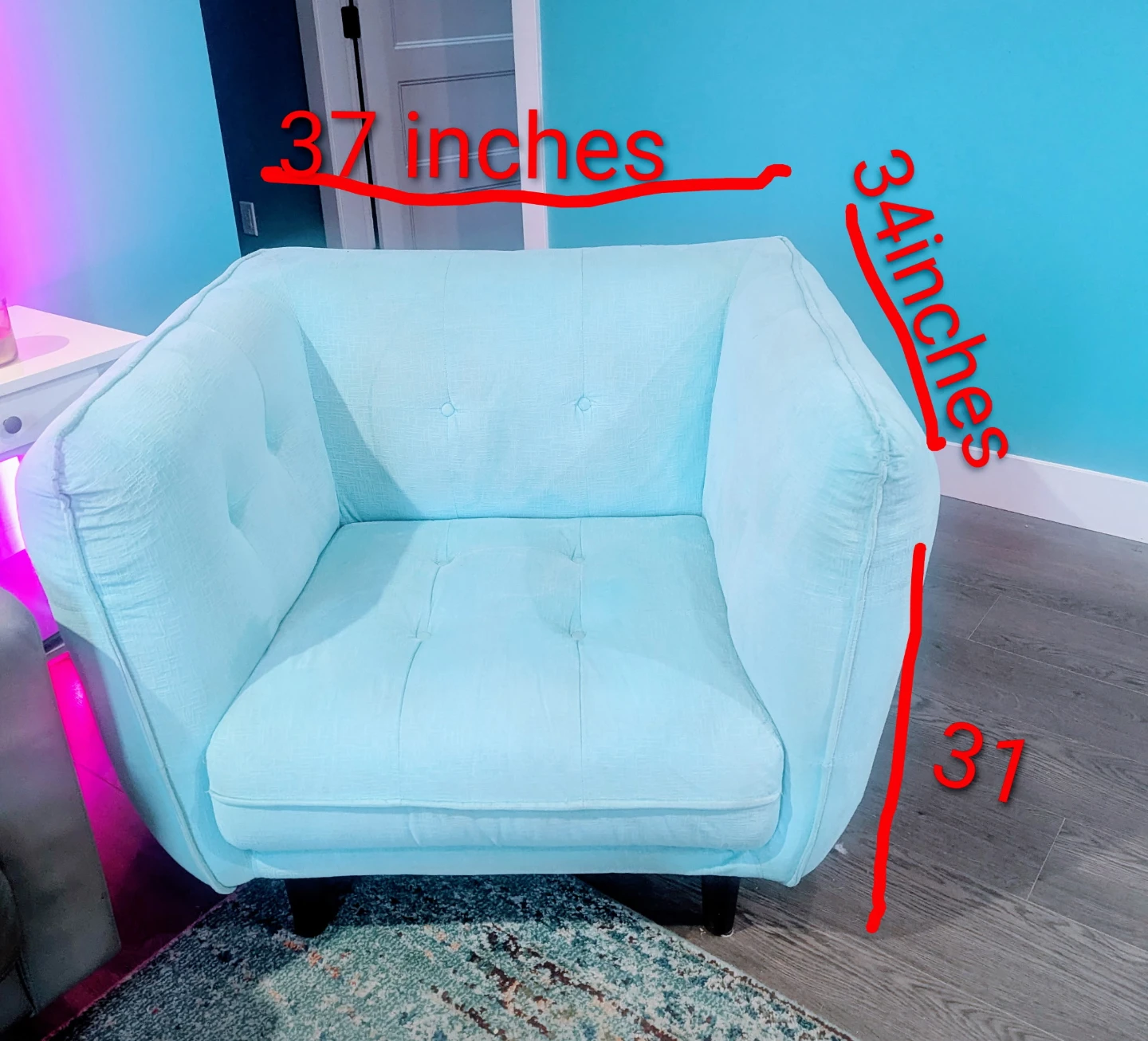 Light Blue Tufted Accent Chair - photo 2