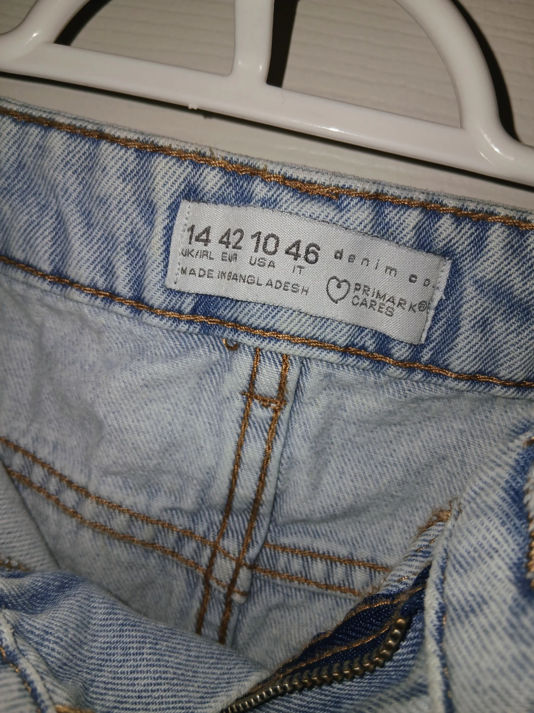 Denim Mini Skirt with Lace Ruffle Trim - Size 10 - photo 3