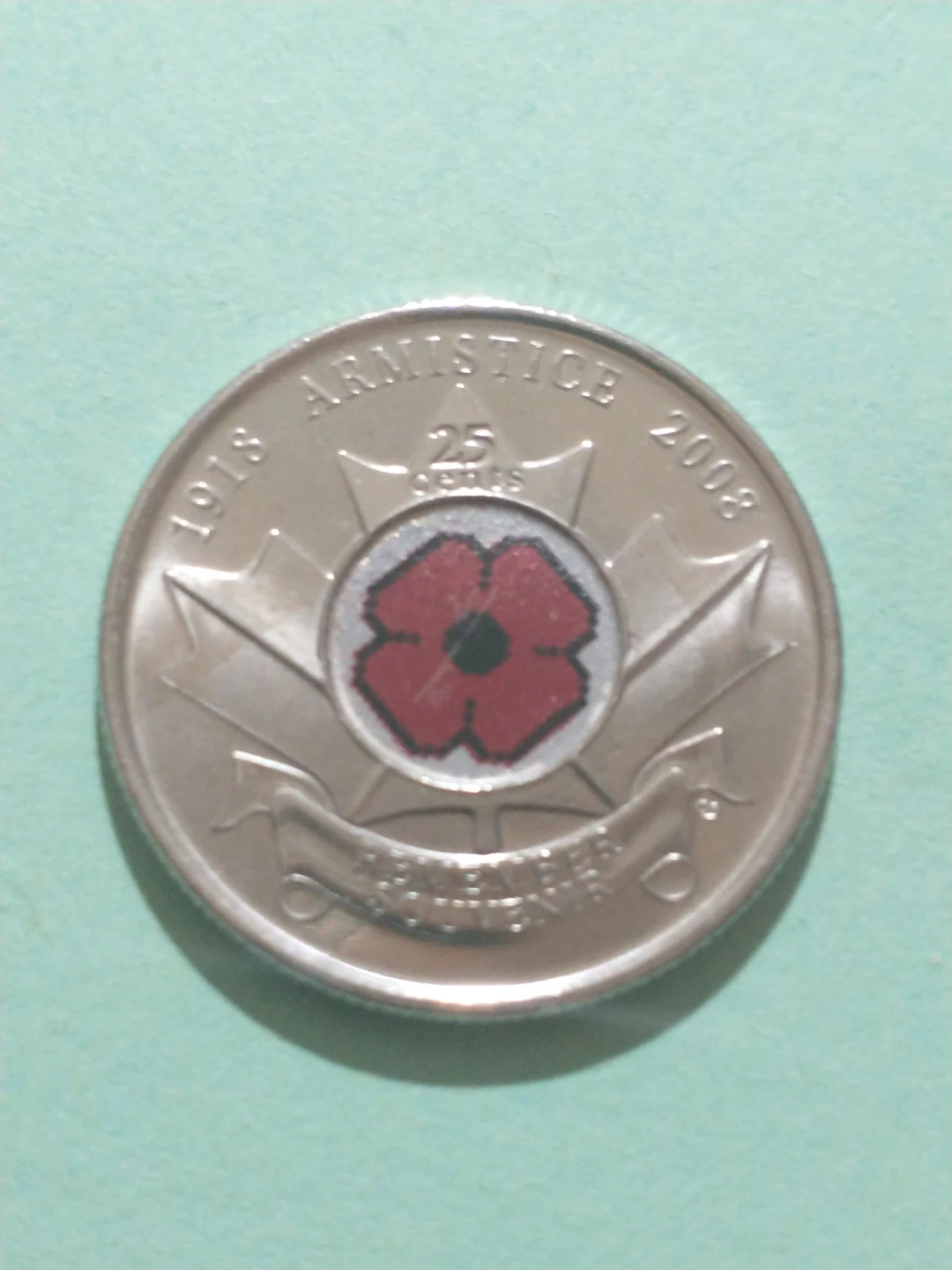 2008 Canada uncirculated Armistice Day colourized quarter KM#775