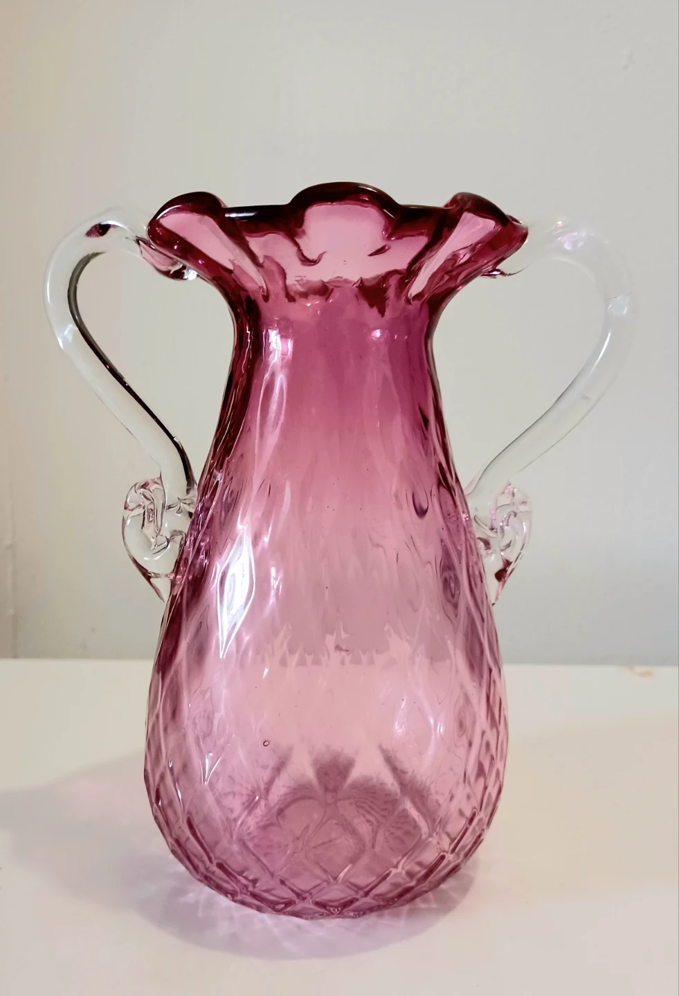 MCM Rossi Handblown Cranberry Optic Vase