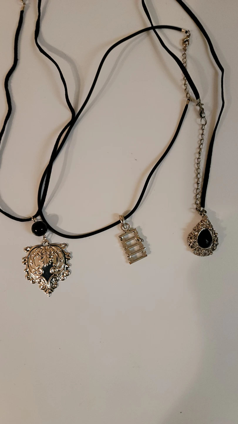 Assorted Charm Necklaces on Black Cords(CC)