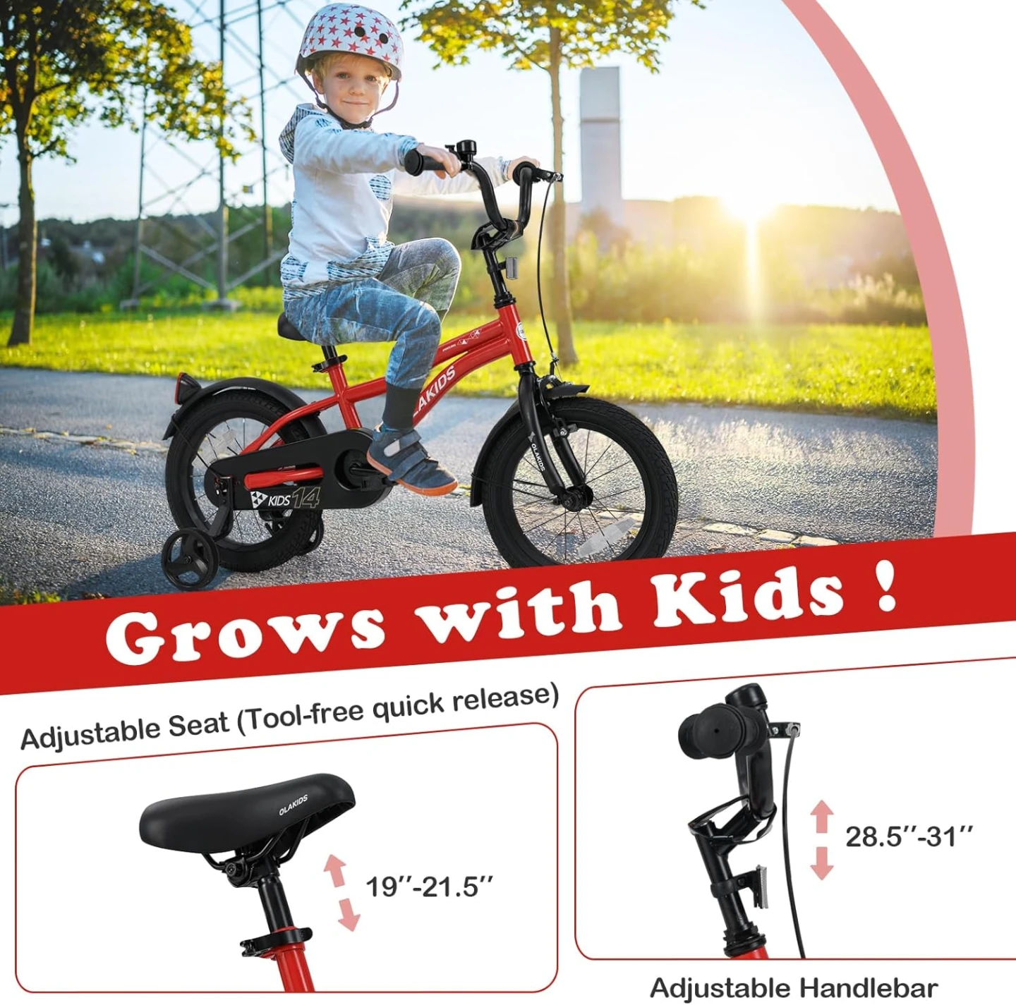 OLAKIDS Kids Bike,14 Inch Toddlers Bicycle with Training Wheels - photo 4