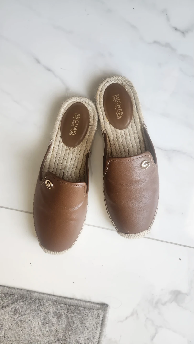 Michael Kors Brown Leather Espadrille Mules