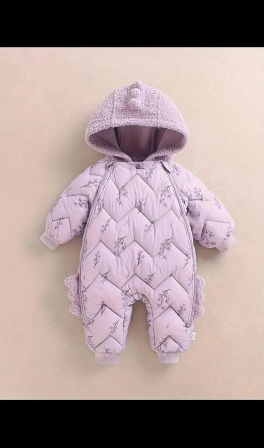 Baby Puffer Snowsuit Dinosaur Hooded Jumpsuit - photo 2