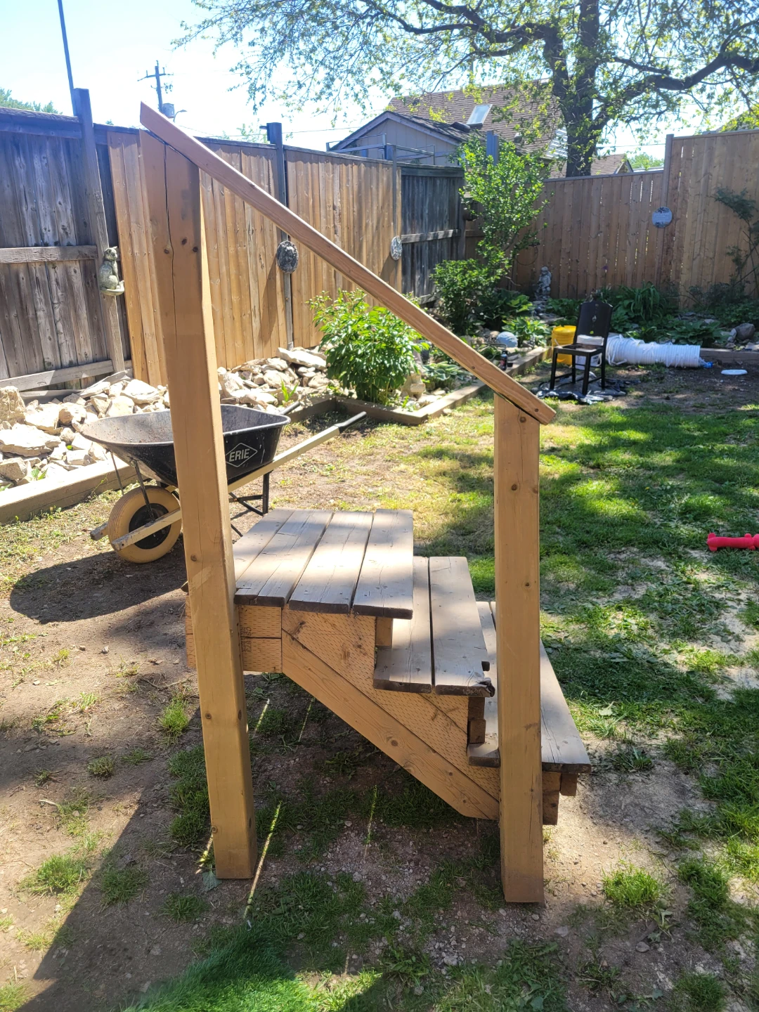3 tread Wooden Staircase with Railing