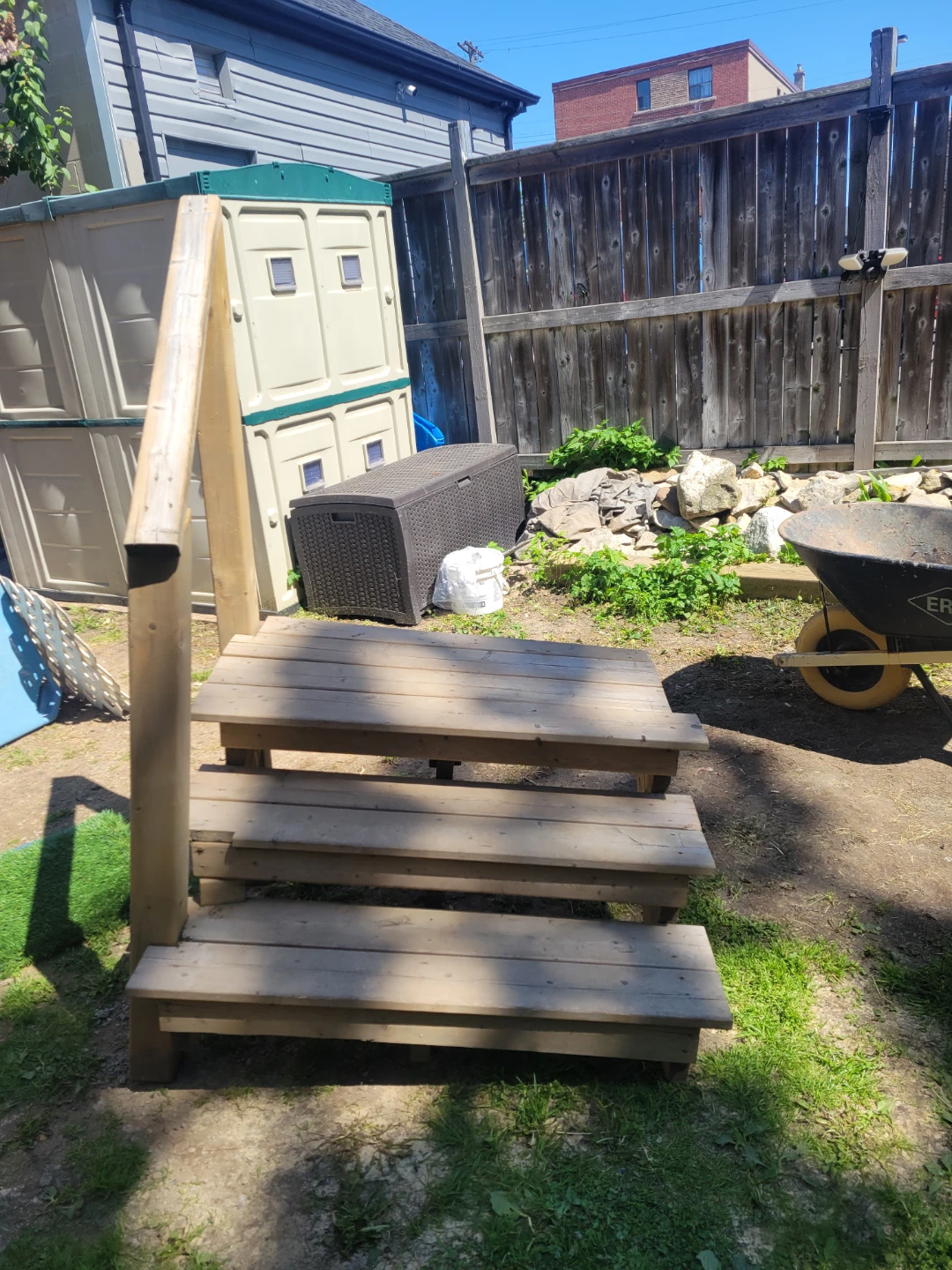 3 tread Wooden Staircase with Railing - photo 3
