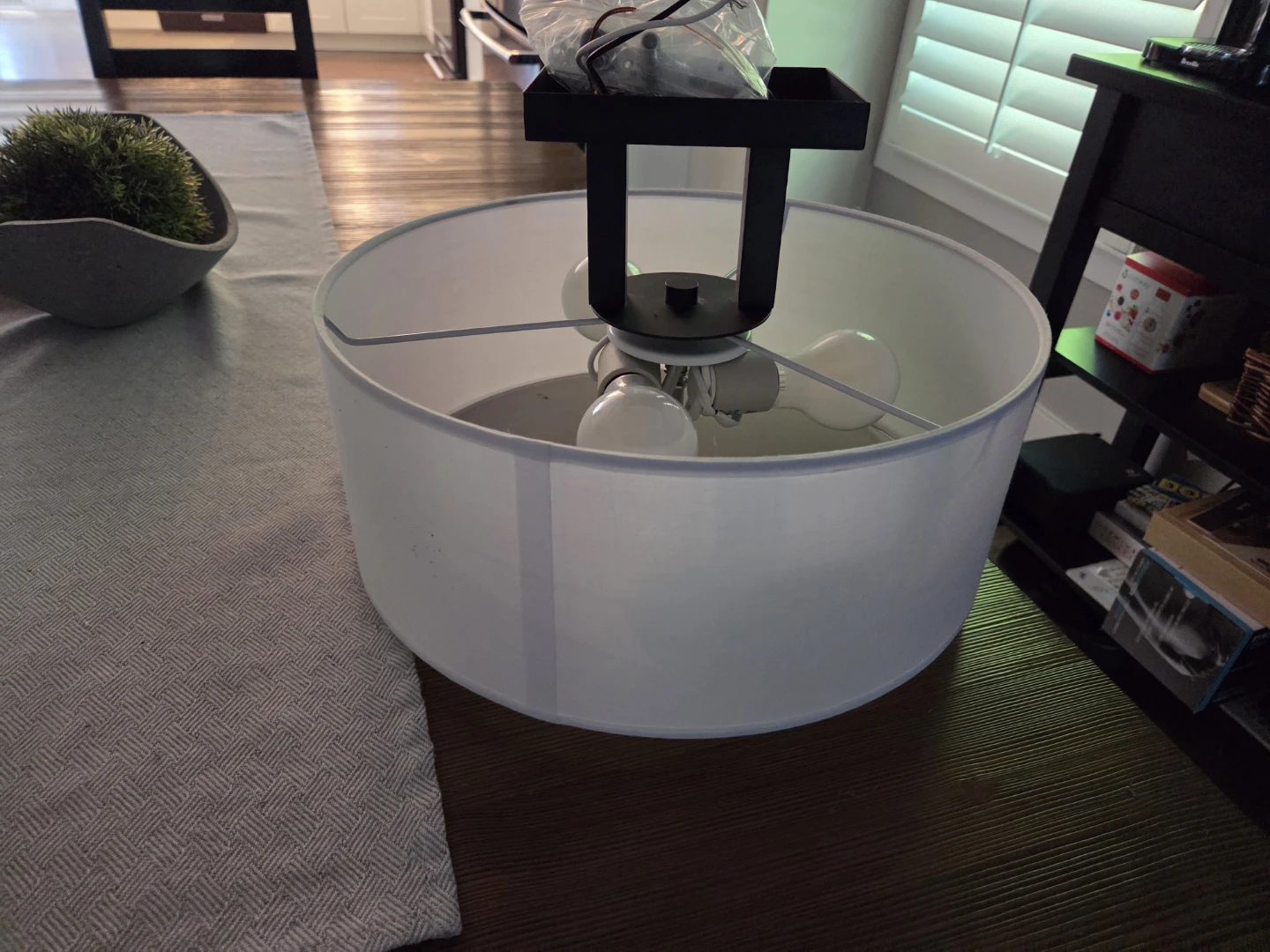 White Drum Shade Pendant Light Fixture