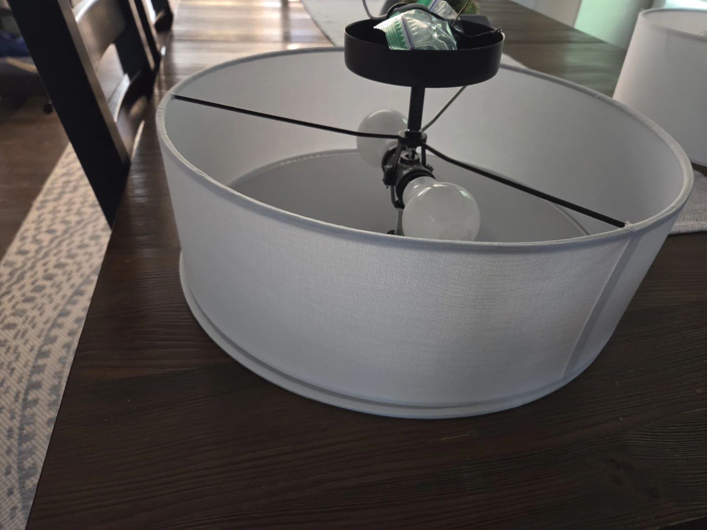 White Drum Shade Pendant Light Fixture - photo 2