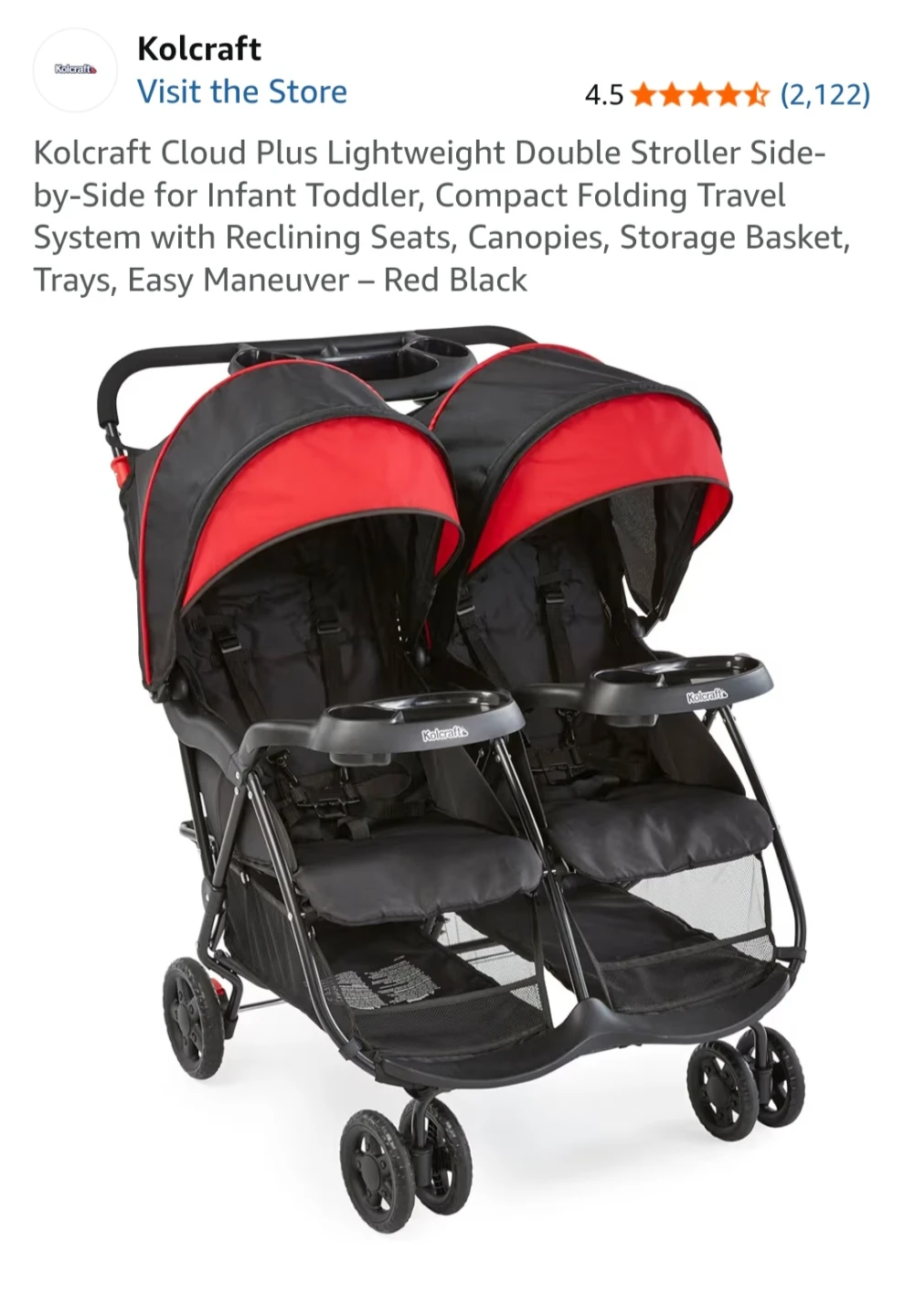 Kolcraft Cloud Plus Lightweight Double Stroller - photo 4