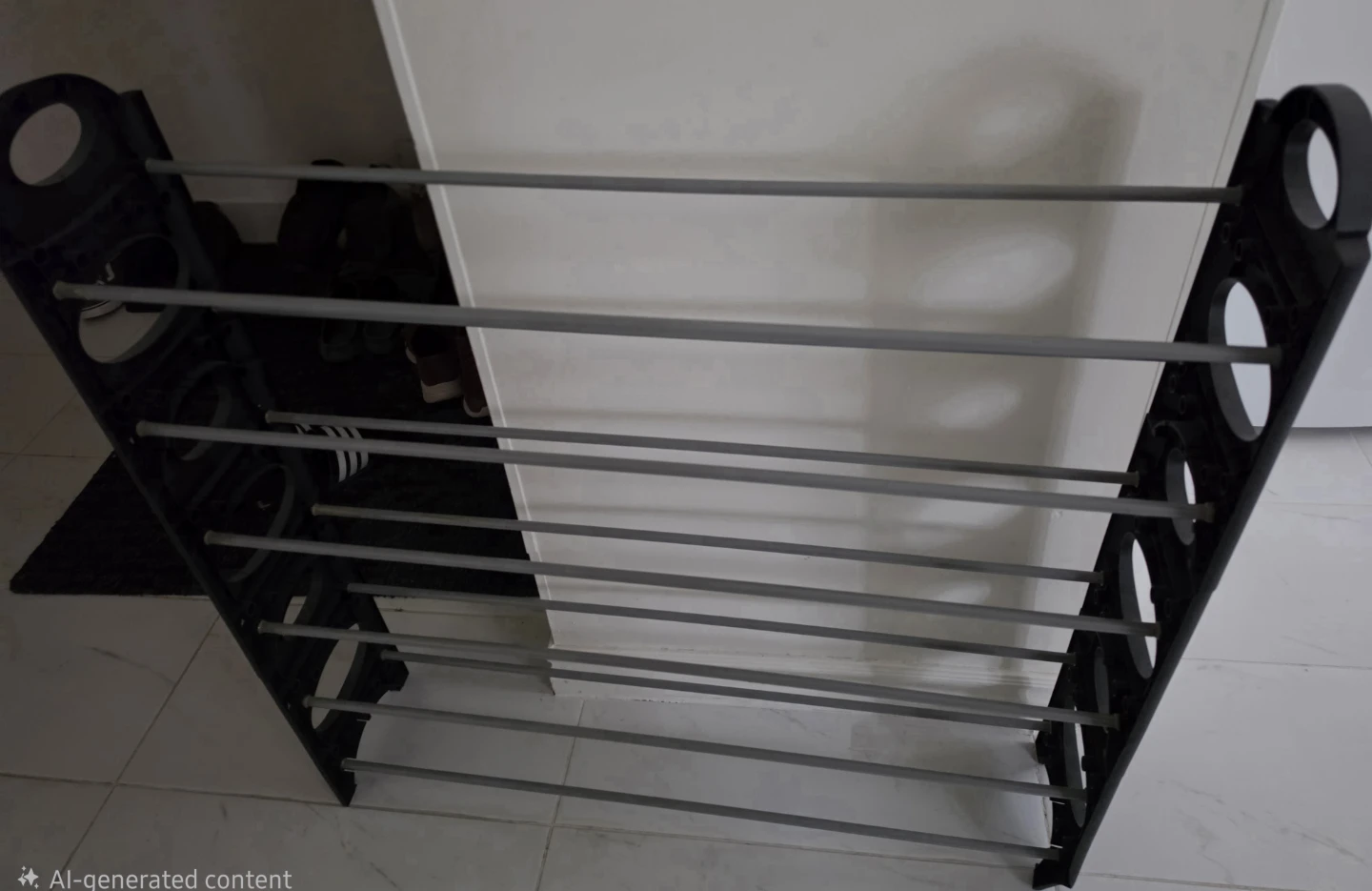 Black and Grey 6-Tier Shoe Rack