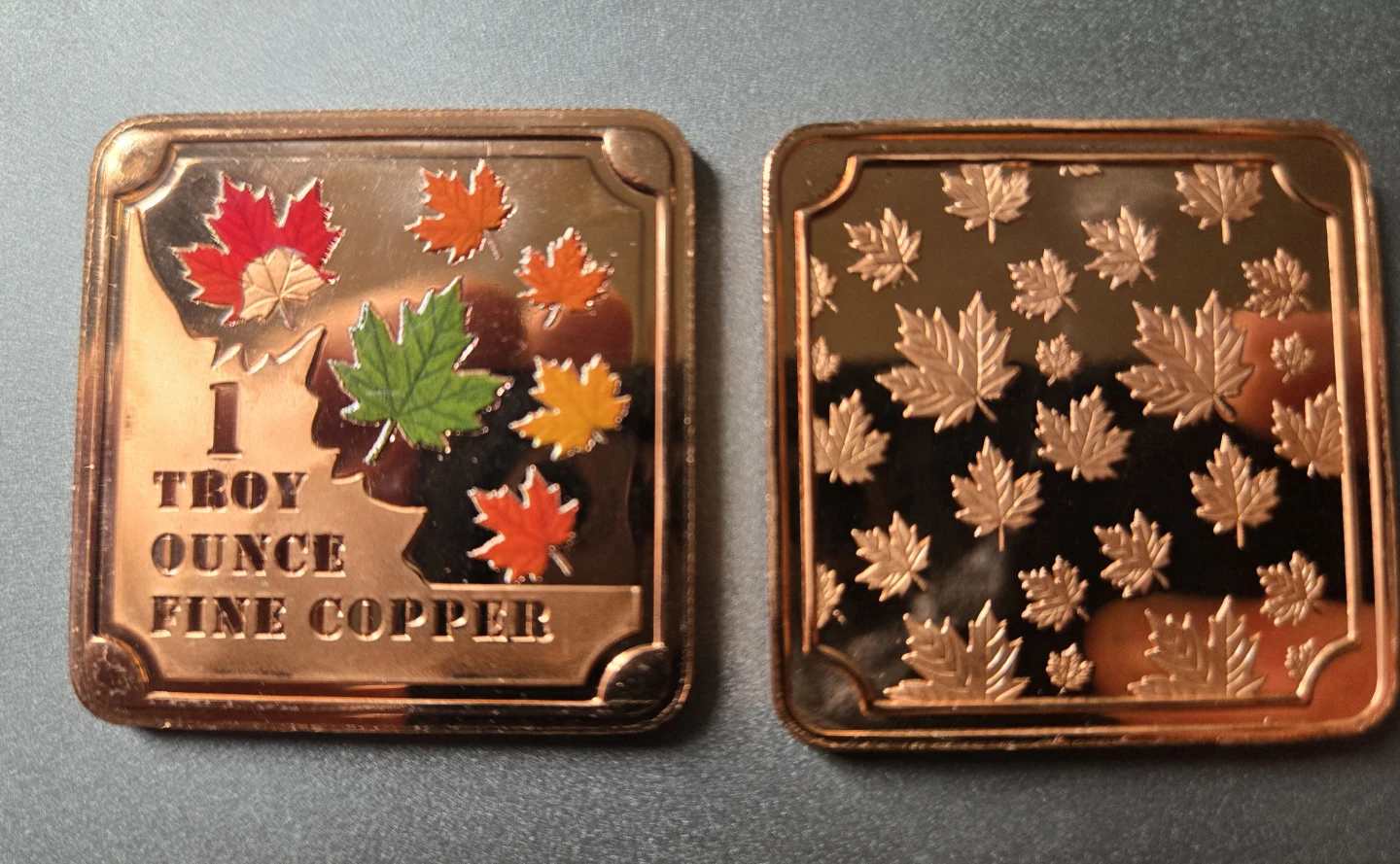 1 Troy Ounce Fine Copper Maple Leaf Bar