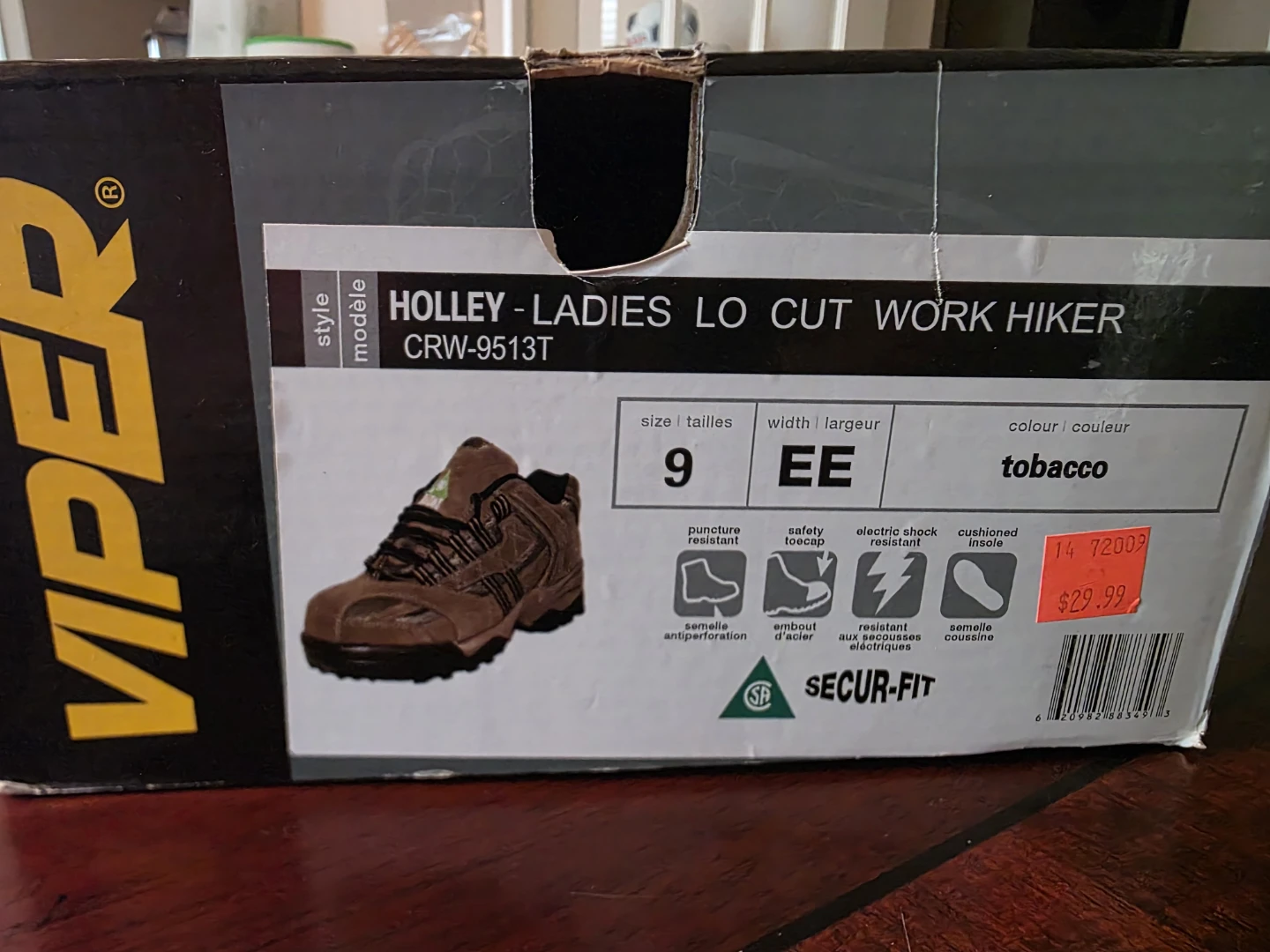 Ladies Safety Work Boots Lo Cut Work Hiker Boots Size 9EE