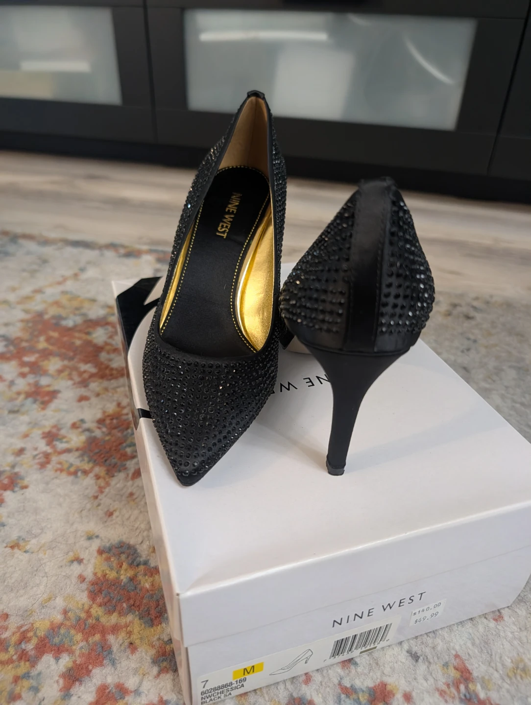 Nine West Black Rhinestone Heels - Size 7 - photo 3