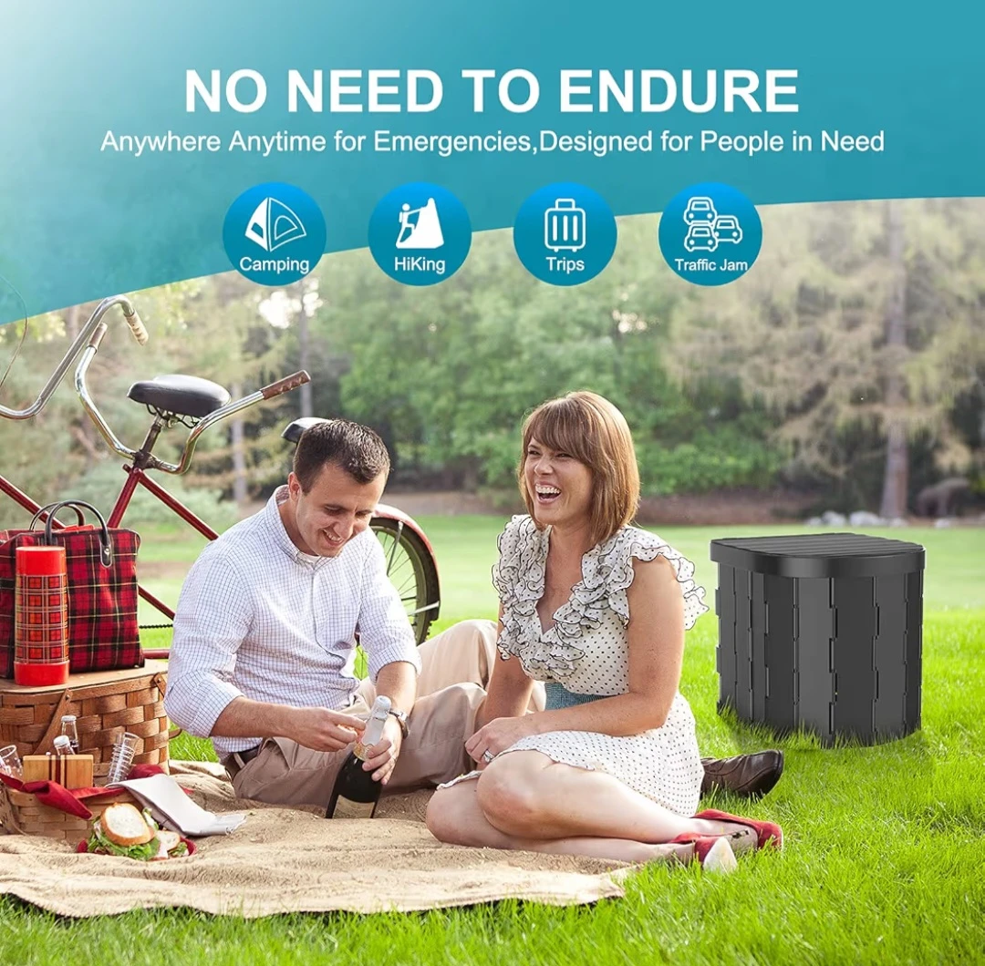 FQMO Portable Folding Toilet with Lid and 20 Waste Bags - photo 3