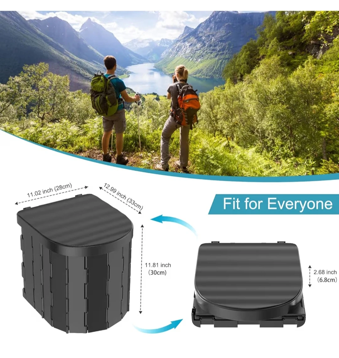 FQMO Portable Folding Toilet with Lid and 20 Waste Bags - photo 4