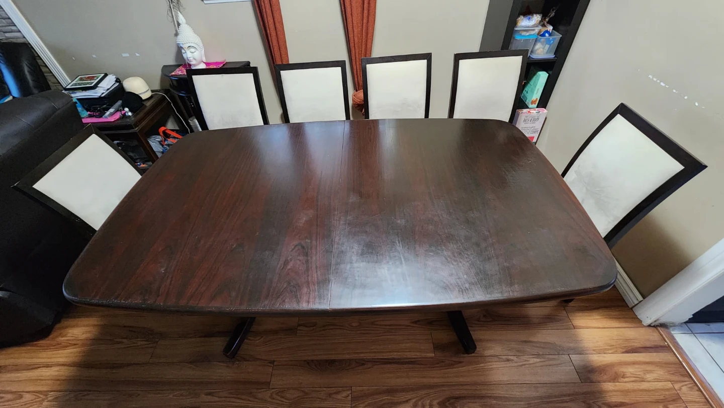 Dark Wood Dining Table with 6 Chairs