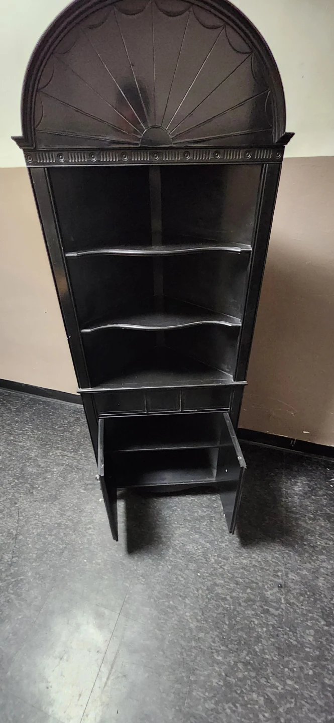 Black Corner Cabinet with Shelves and Doors - photo 2