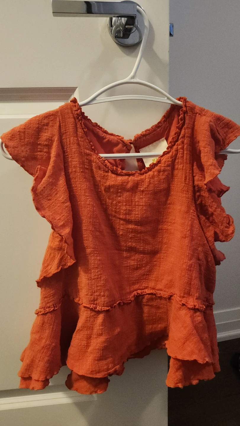 Orange Ruffle Tiered Top