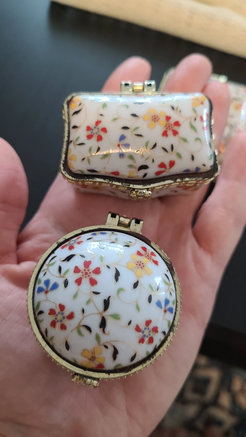 Set of 3 Porcelain Trinket Box with Floral Design - photo 5