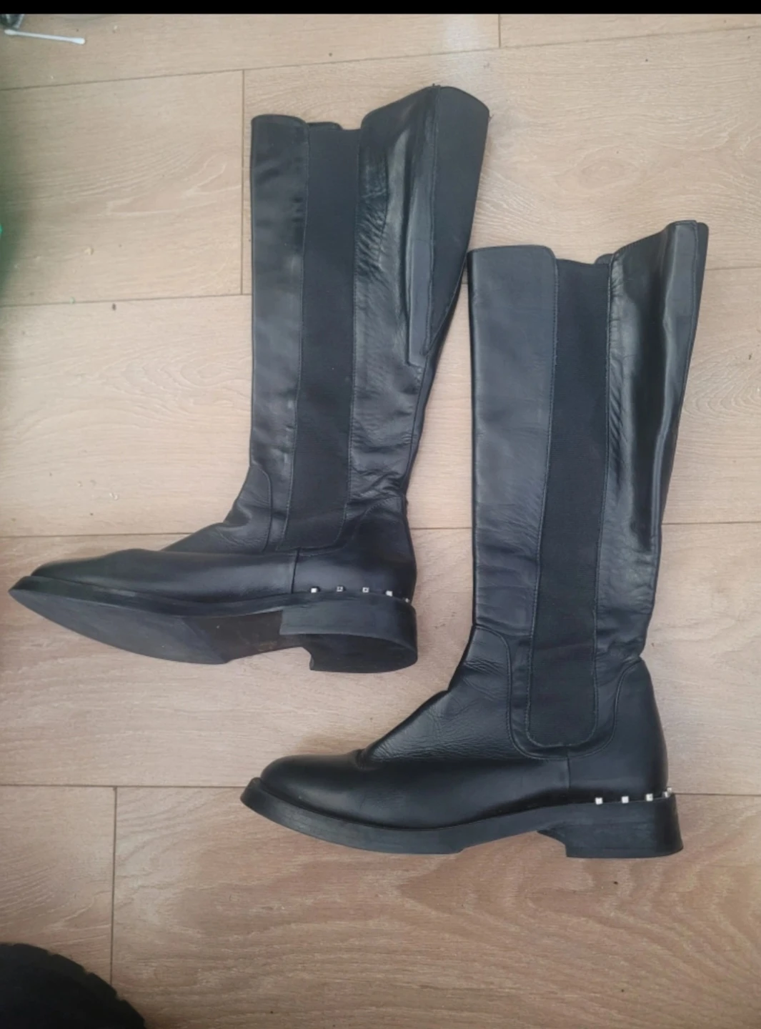 Malo Black Leather Knee-High Boots