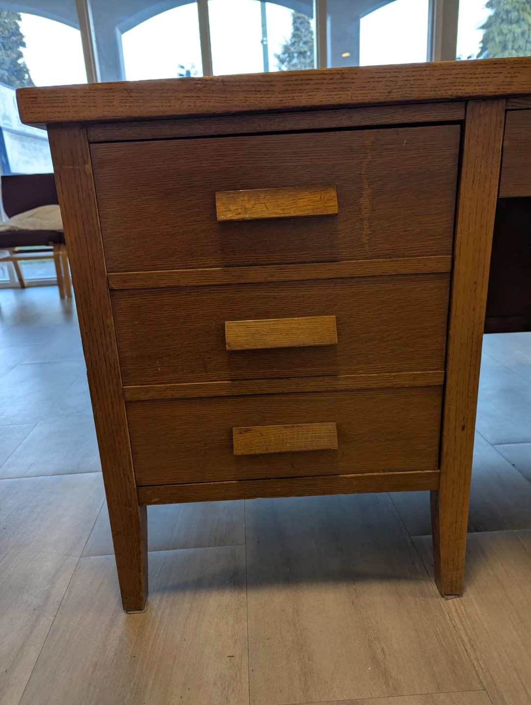 Vintage Wooden Desk with Drawers - photo 4