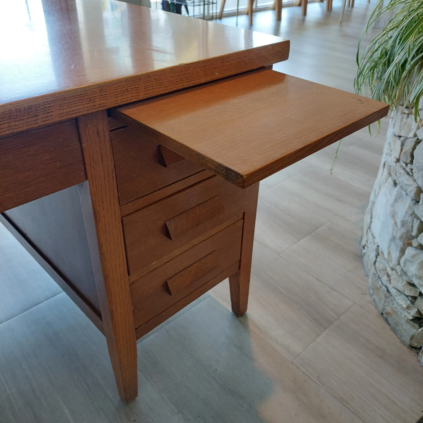 Vintage Wooden Desk with Drawers - photo 5