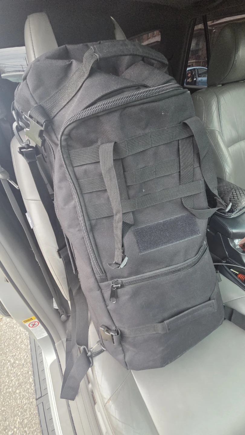 Black Tactical Backpack with rain cover