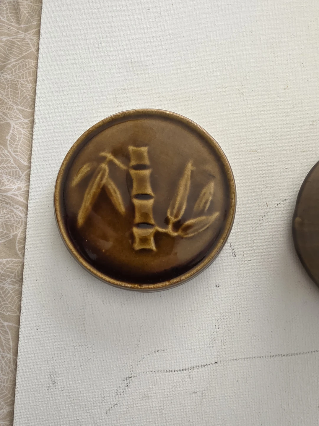 Shelia Fournier Brown Ceramic Pot with Bamboo Design - photo 2