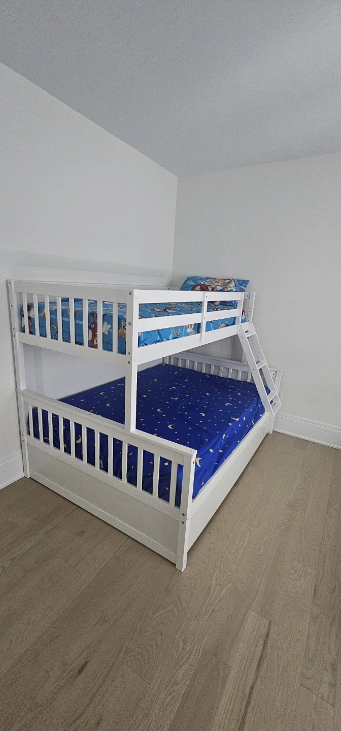 Gymax White Twin over Full Bunk Bed with Twin Trundle - photo 2