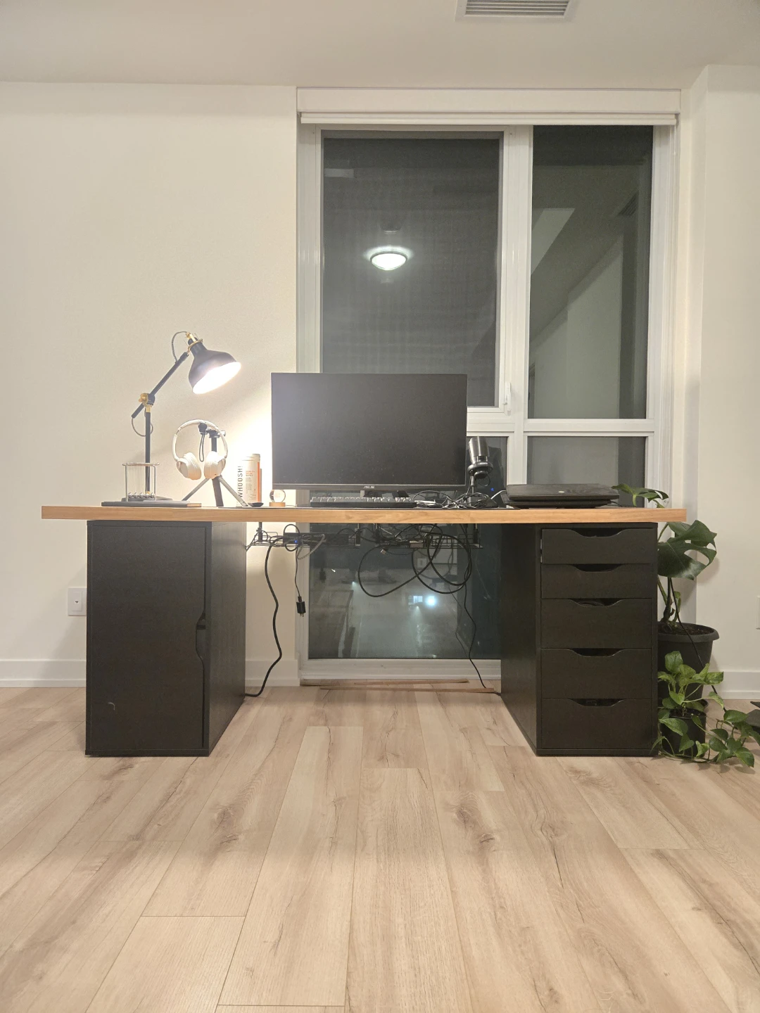 Black Office Storage Set – 5-Drawer Unit + Cabinet