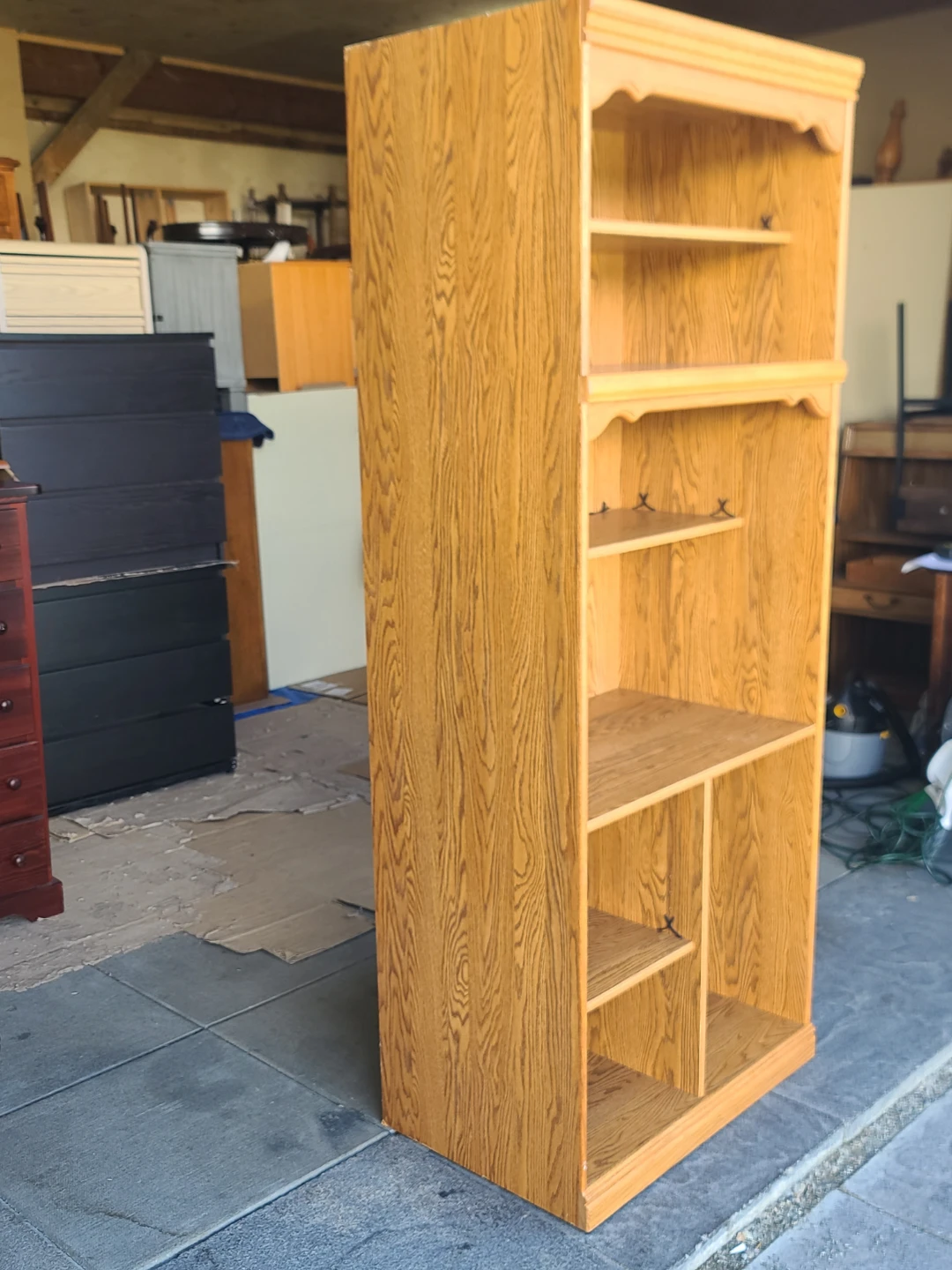 Oak Finish Tall Bookcase with Adjustable Shelves - photo 2