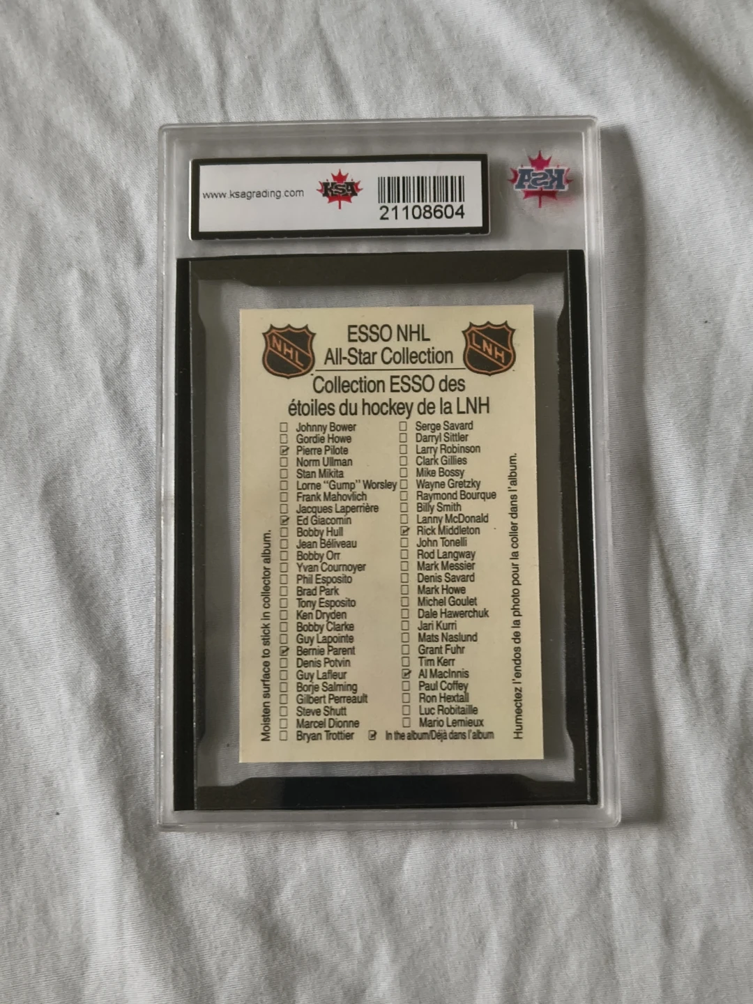 Johnny Bower HOF 89 ESSO NHL All-Star Collection #1 KSA 10 - photo 2