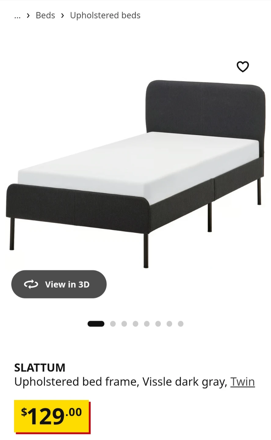 Ikea Twin Upholstered Bed Frame and mattress