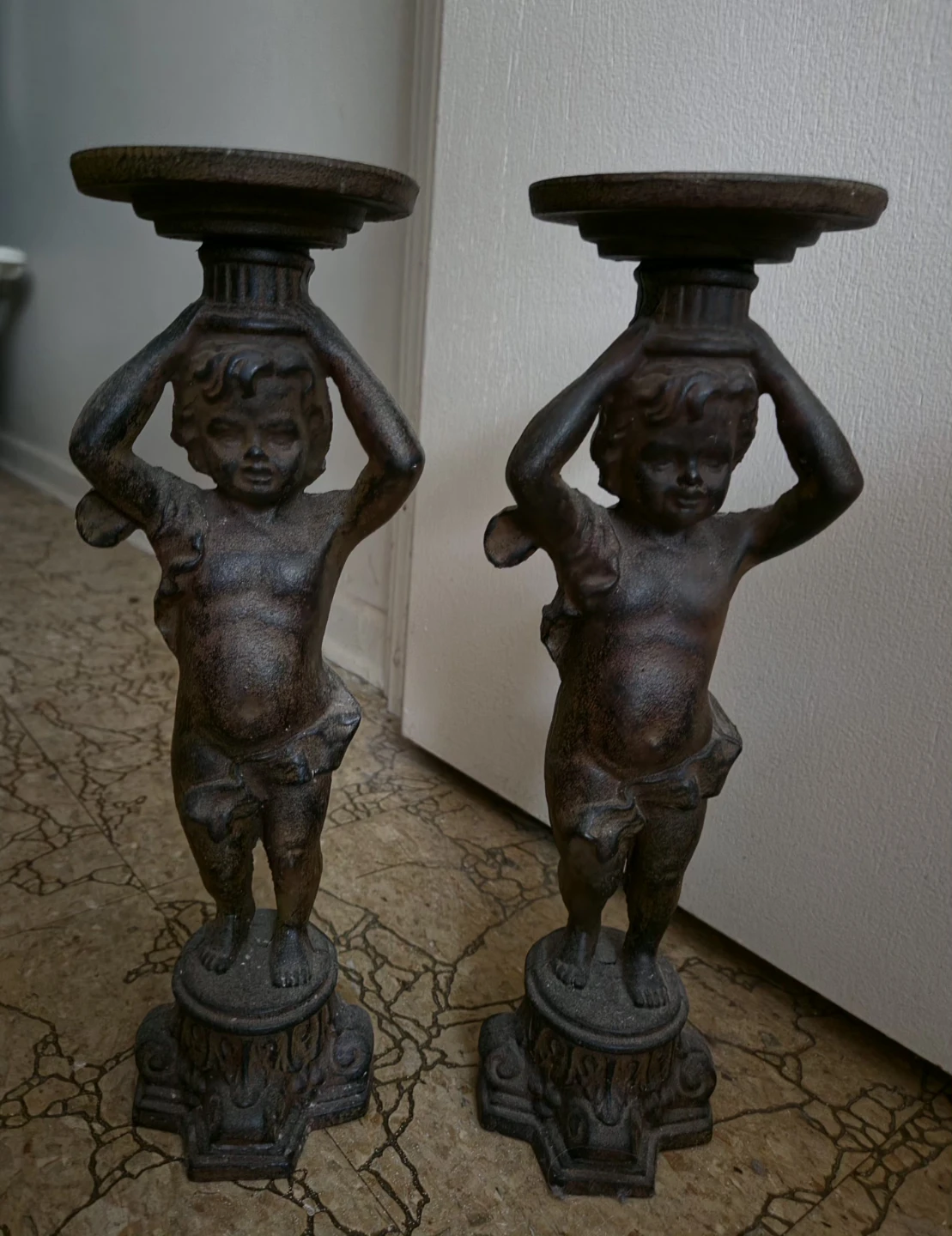 Pair of Cherub Candlestick Holders