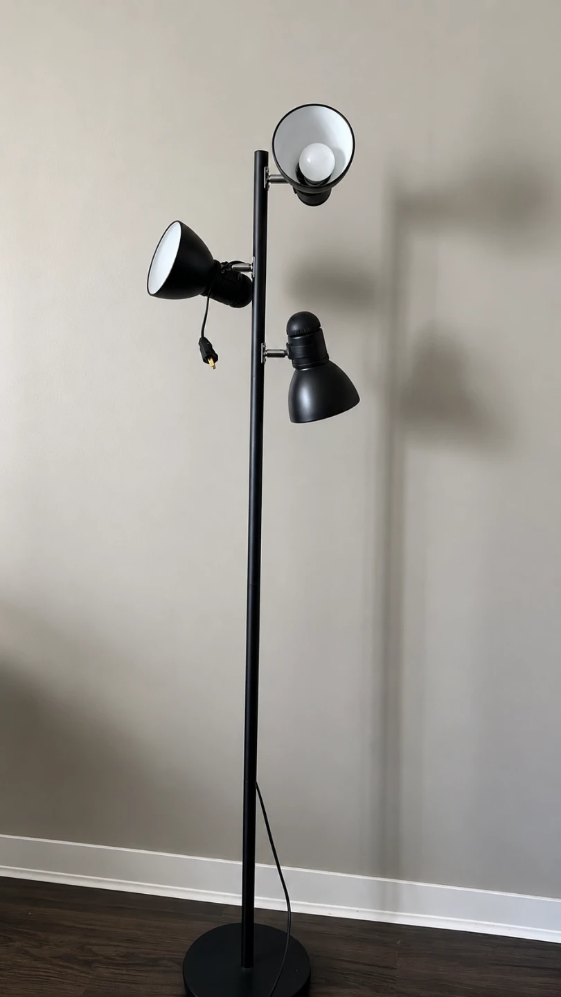 Black Multi-Head Floor Lamp, Bonus 5 extra bulbs