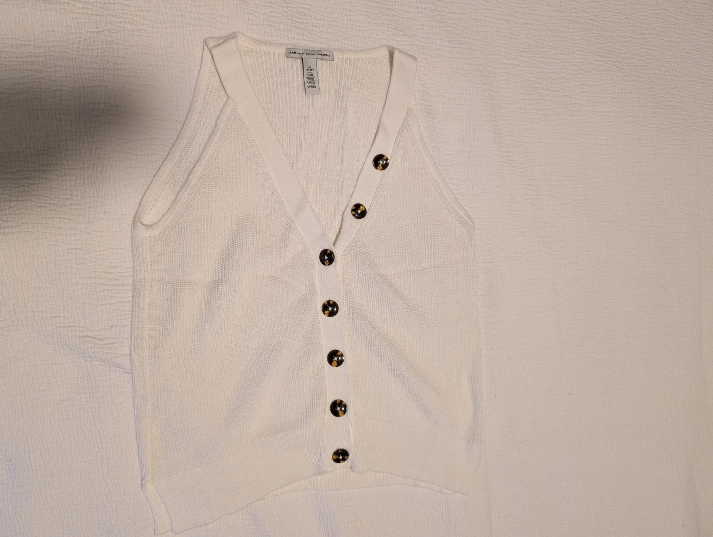 Cotton by Autumn Cashmere White Button-Up Vest - Size M