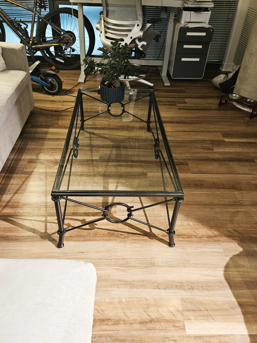 Glass Top Coffee Table with Black Metal Frame - photo 3