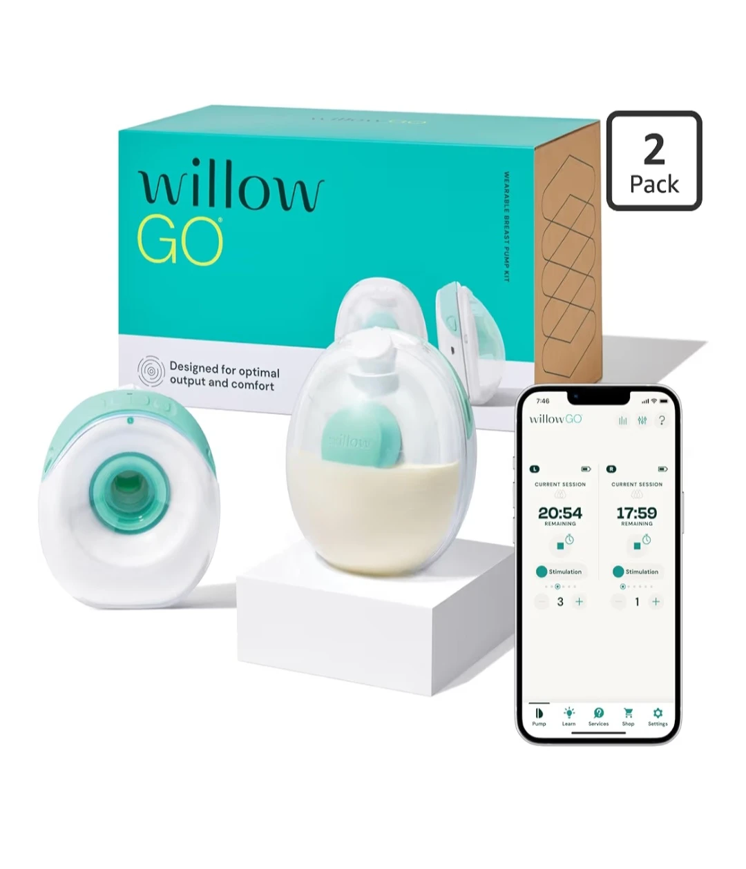 Willow GO Wearable Breast Pump Kit 2 Pack