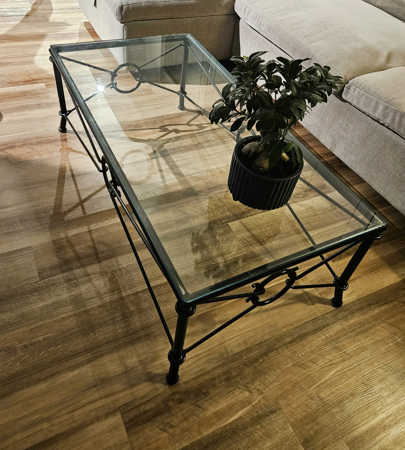 Glass Top Coffee Table with Black Metal Frame - photo 2